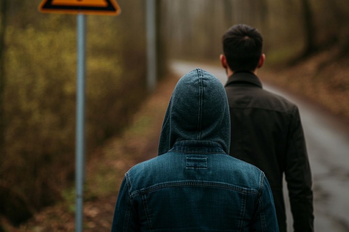 image of two people taking a walk while trying to give space and not stonewalling each other