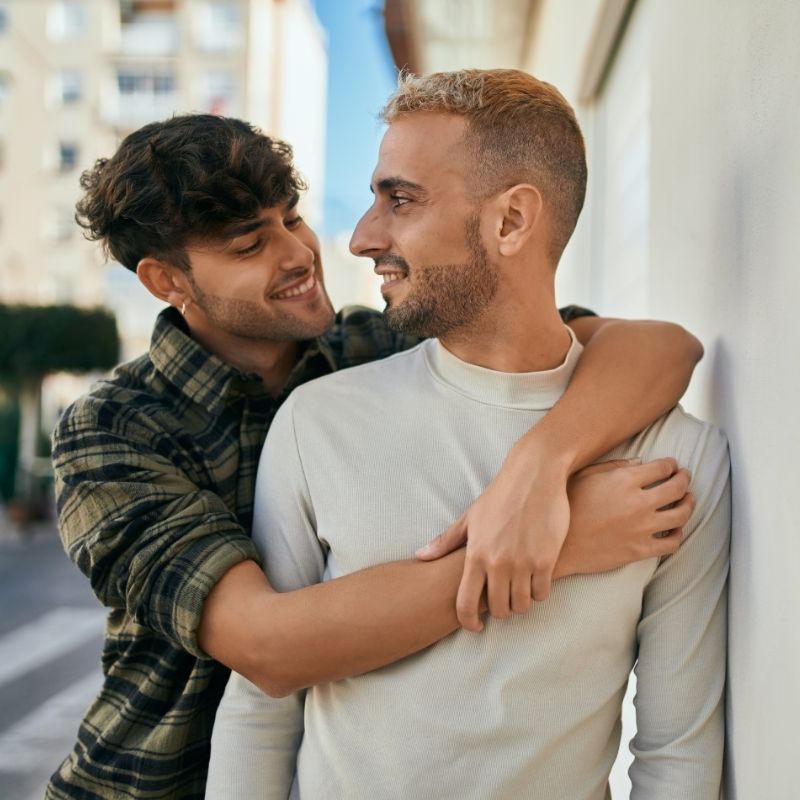 Gay couple in NY after being in sex therapy at Middle Way Healing