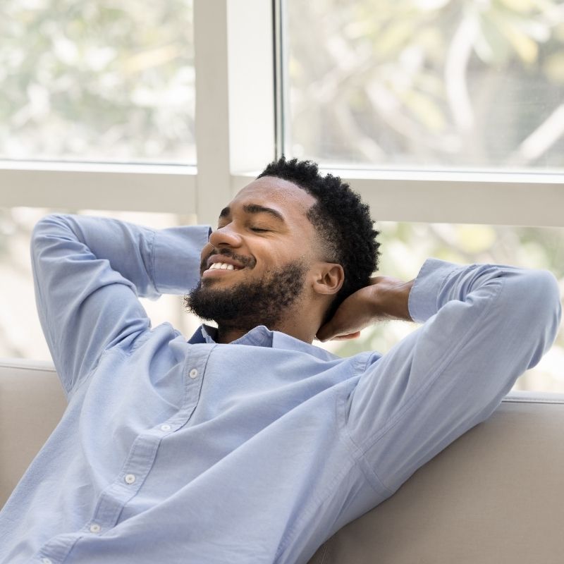 Young male thinking after sex therapy in New York